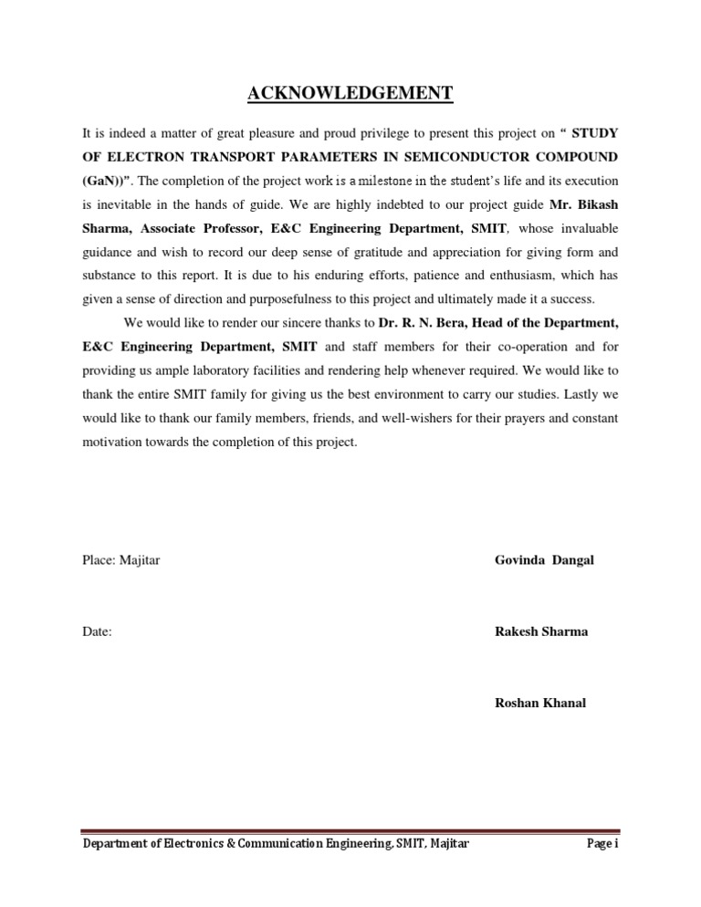 Acknowledgement (6 BW) | PDF | Technology & Engineering