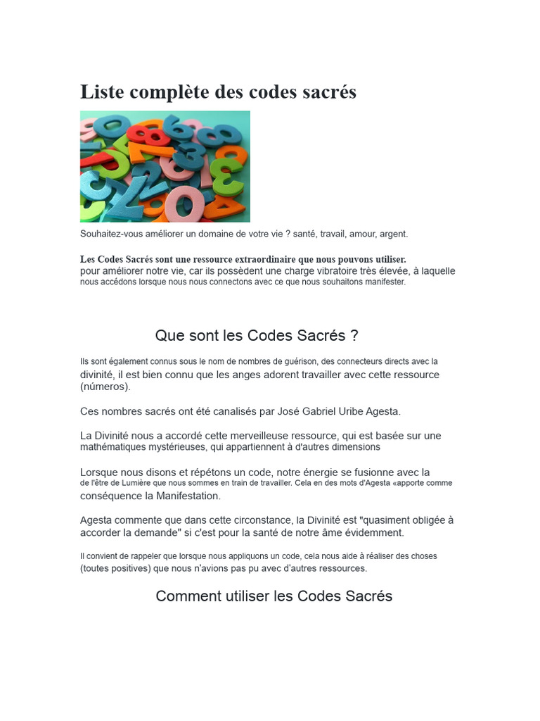 Codes Sacrés pour la Transformation Personnelle | PDF