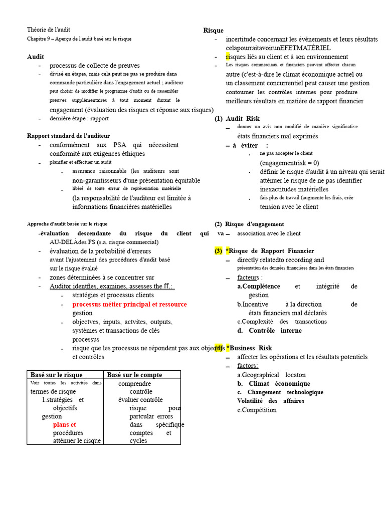 Audit basé sur le risque : Guide complet | PDF | Audit | Risque