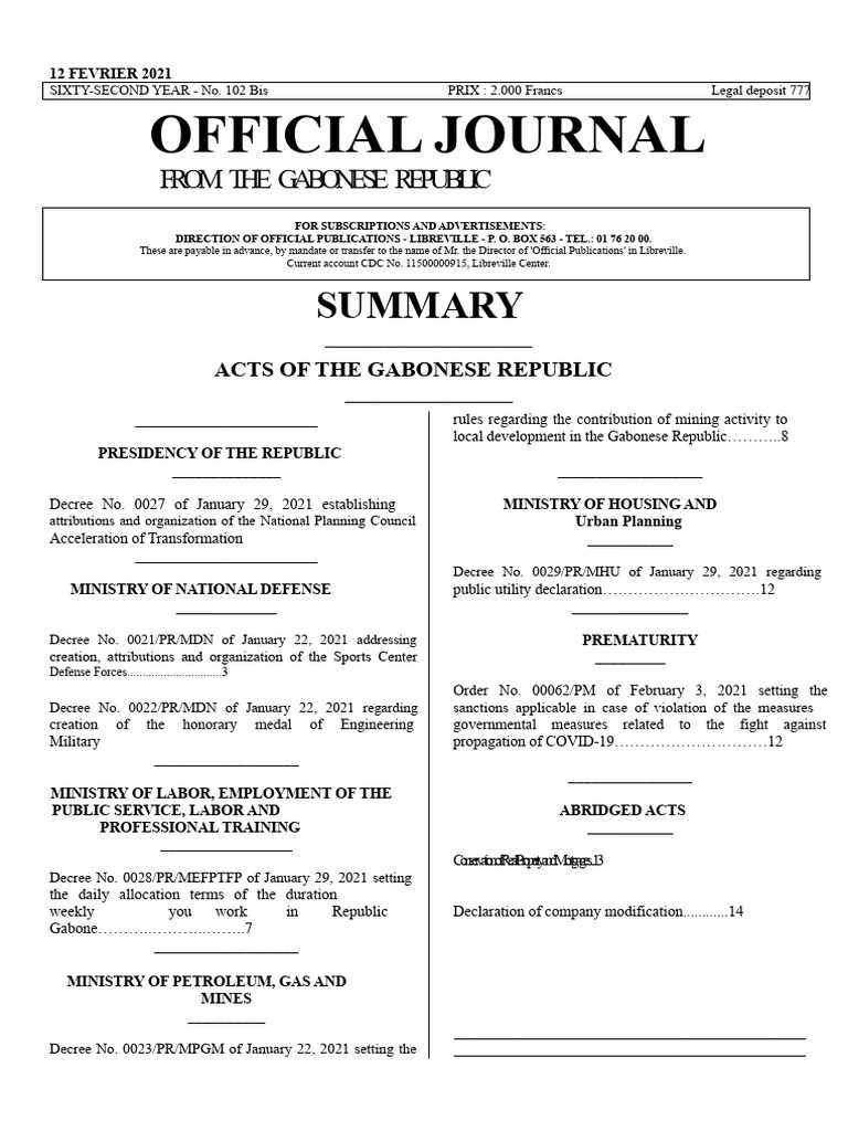 Official Journal No. 102 Bis of February 12, 2021 - OK | PDF | Decree ...