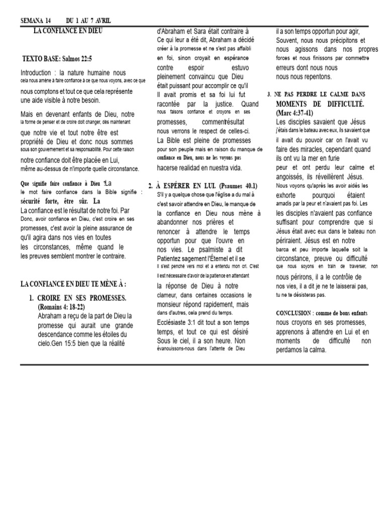 Confiance en Dieu : Promesses et Patience | PDF | Dieu | Foi