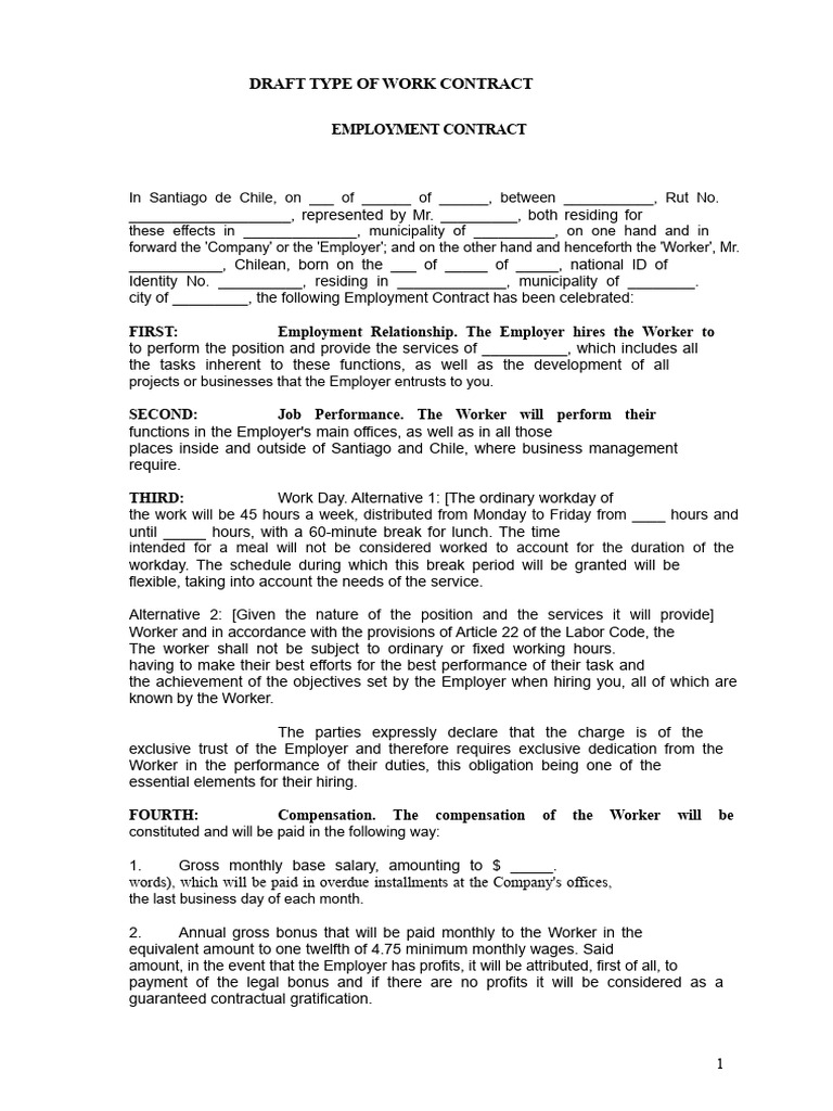 LBE MODEL Employment Contract Focused On The Technology Area | PDF ...