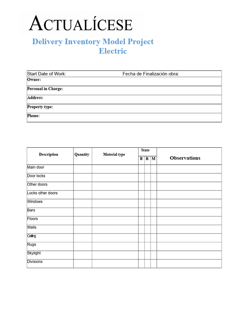 Delivery Inventory Model for Property | PDF | Kitchen | Bathroom