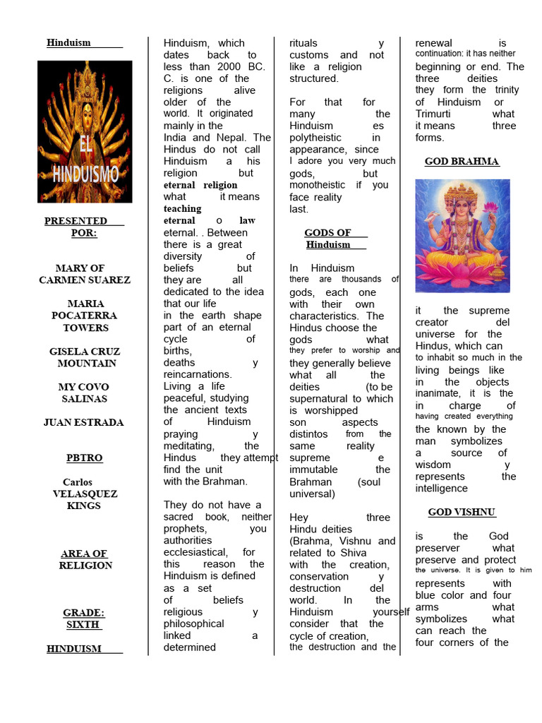 Overview of Hinduism and Its Beliefs | PDF | Religious Belief And ...