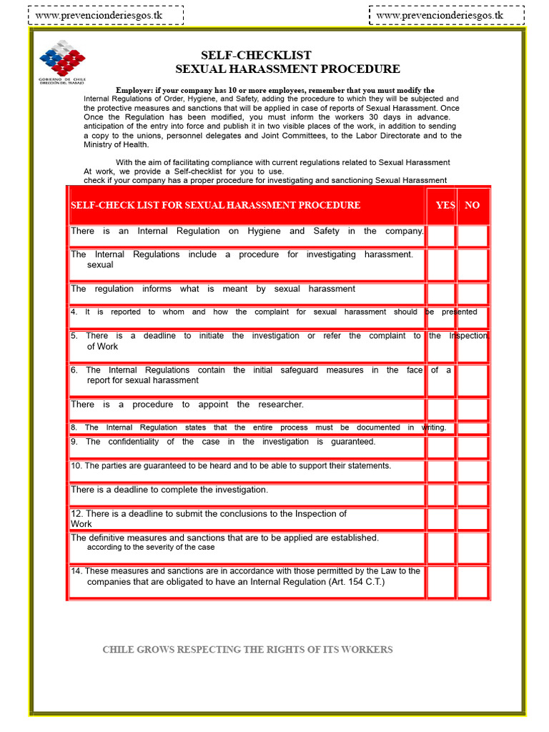 Sexual Harassment Procedure Checklist | PDF | Sexual Harassment ...