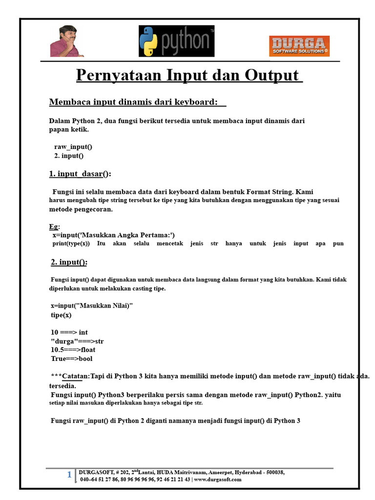 Input dan Output di Python 2 dan 3 | PDF
