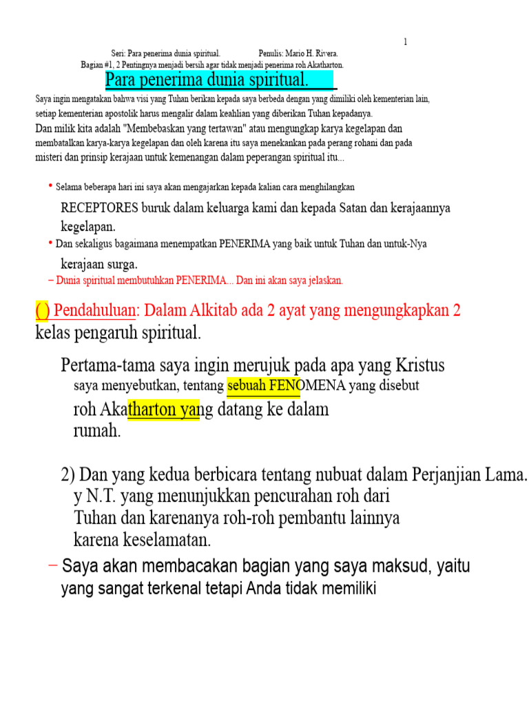 Pentingnya Kebersihan Spiritual dalam Peperangan Roh | PDF