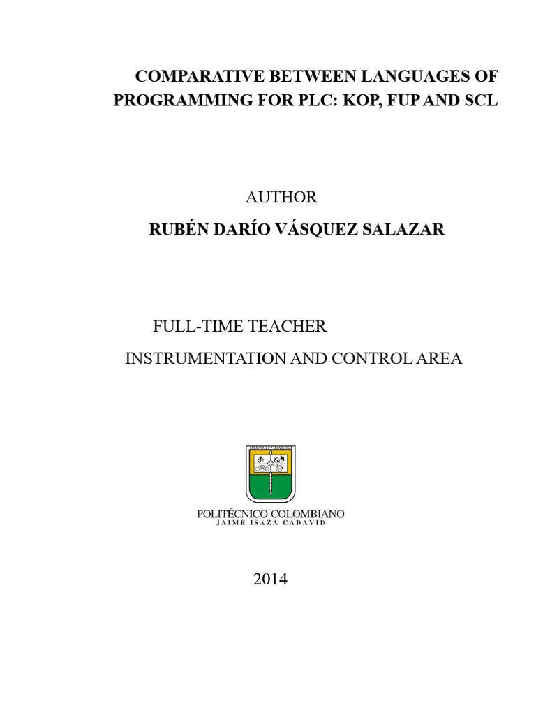PLC Programming Languages: KOP, FUP, SCL Comparison | PDF ...