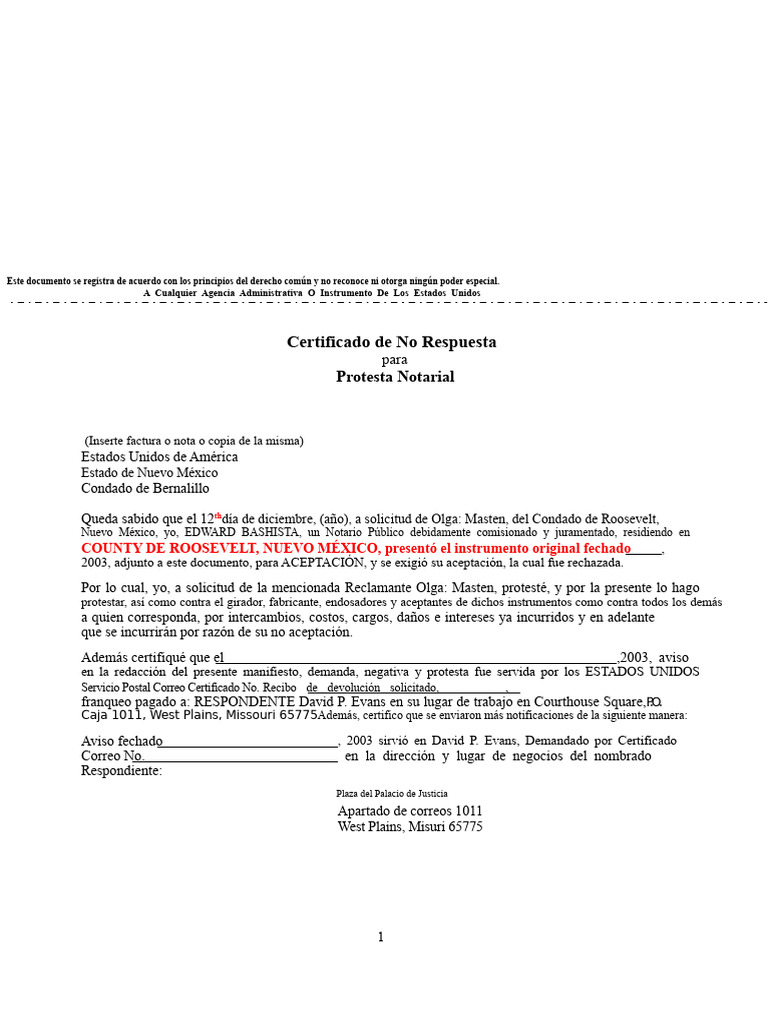 Certificado de Protesta Notarial en NM | PDF | Justicia | Crimen y ...