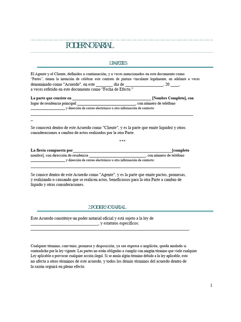 Poder Notarial: Acuerdo Legal entre Partes | PDF