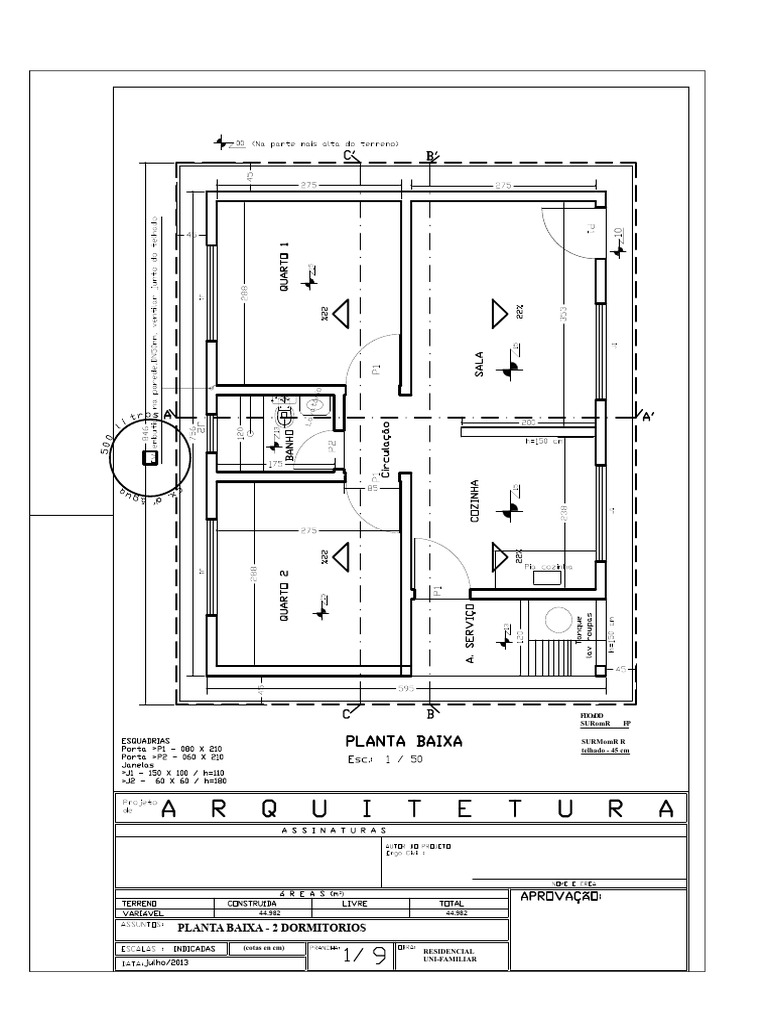 Modelo de Proyecto Básico de Vivienda de 2 Habitaciones Plano Bajo | PDF