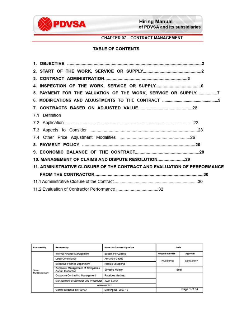 PDVSA Contract Management Guidelines | PDF | Specification (Technical ...