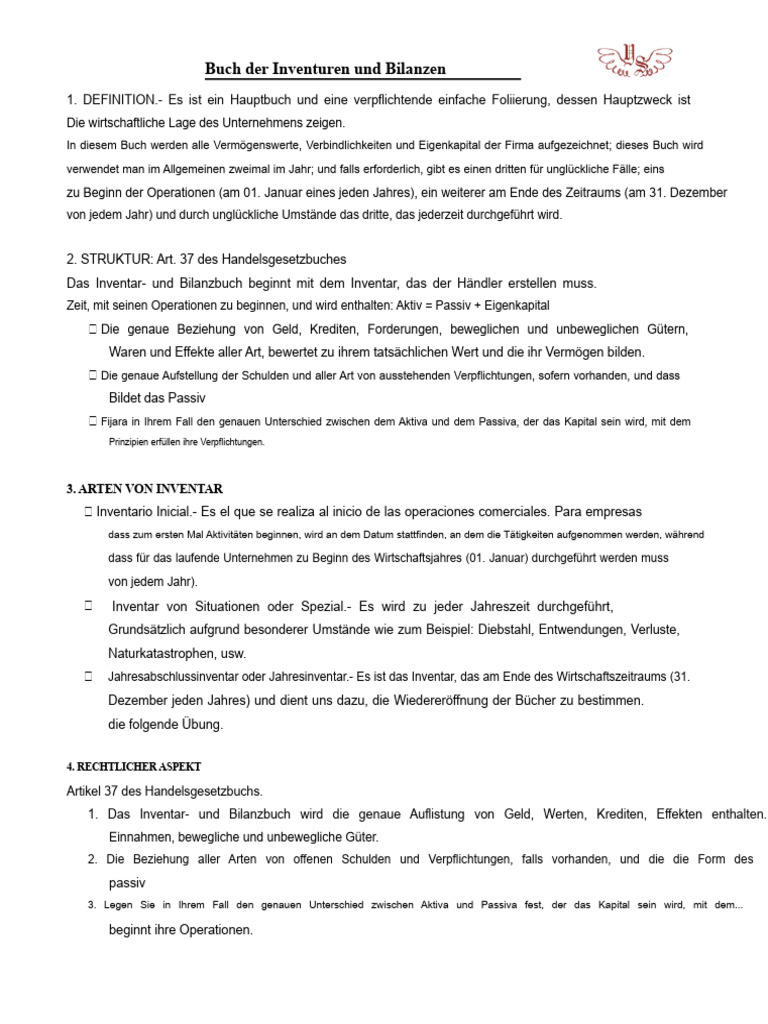 4.1 Inventar - Und Bilanzbuch THEORIE | PDF
