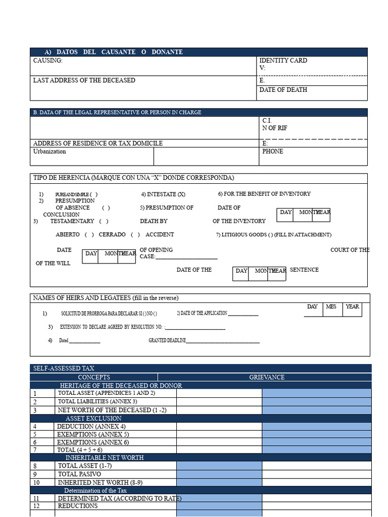 Empty Succession Declaration Format | PDF | Inheritance | Taxes