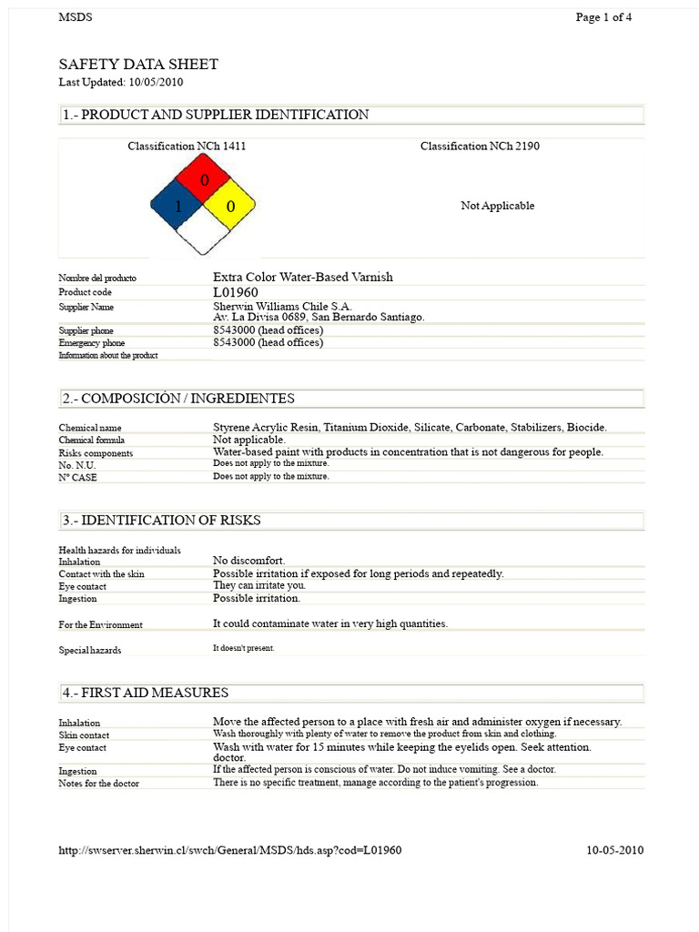 Extra Color Water-Based Varnish MSDS | PDF | Water | Personal ...