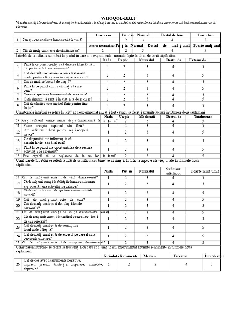 Whoqol Bref | PDF