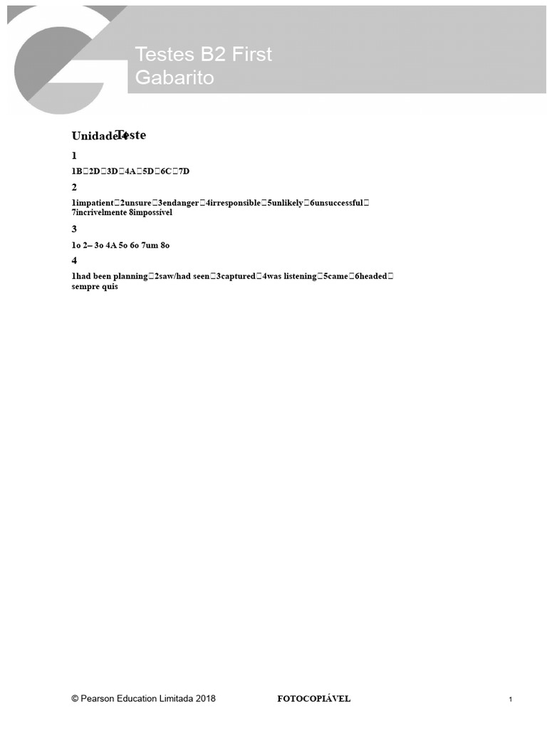 B2 First Test Answers and Key | PDF