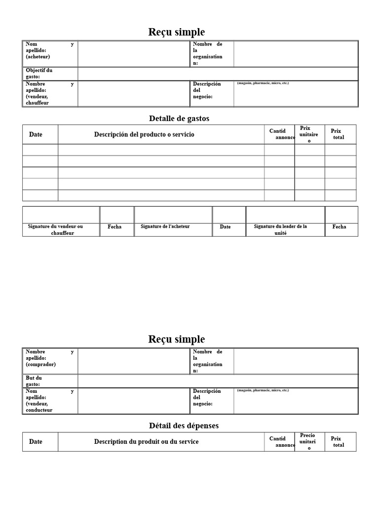 Modèle de reçu simple pour achats | PDF