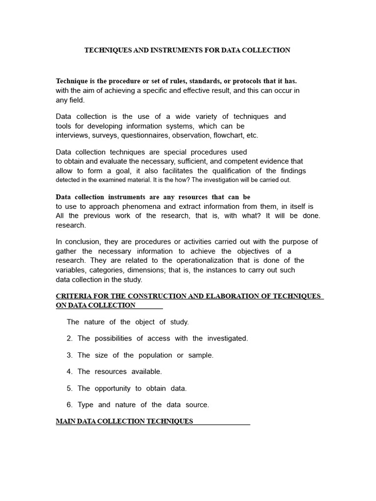 Data Collection Techniques and Tools | PDF | Validity (Statistics ...