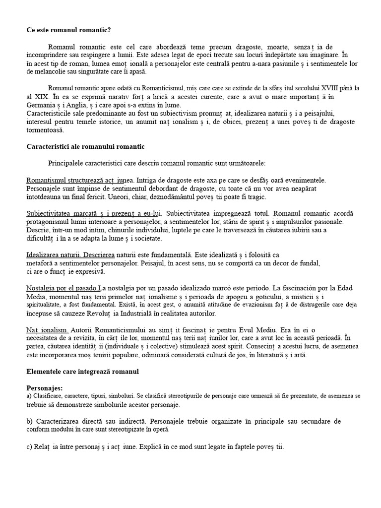 Ce Este Romanul Romantic | PDF