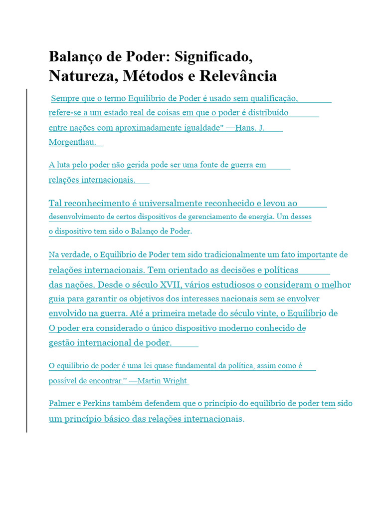 Balanço de Poder nas Relações Internacionais | PDF | Estado | Europa