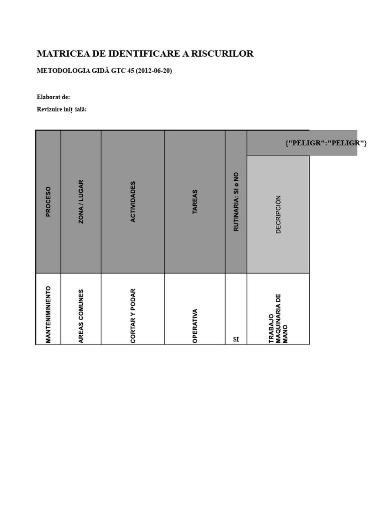 Matrice - Riscuri CONDOMINIO SAN MIGUEL | PDF