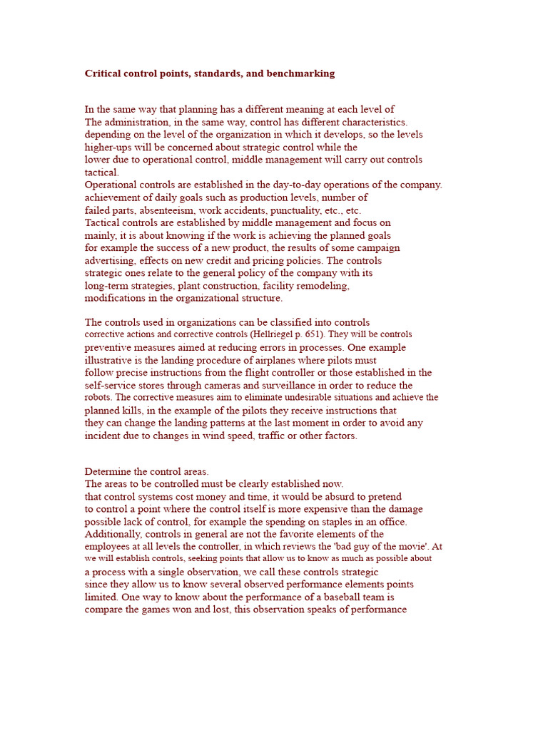 Control Points and Performance Standards | PDF | Income | Capital ...