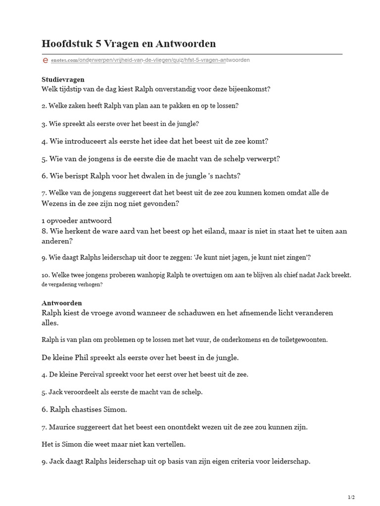 Hoofdstuk 5 Vragen en Antwoorden | PDF