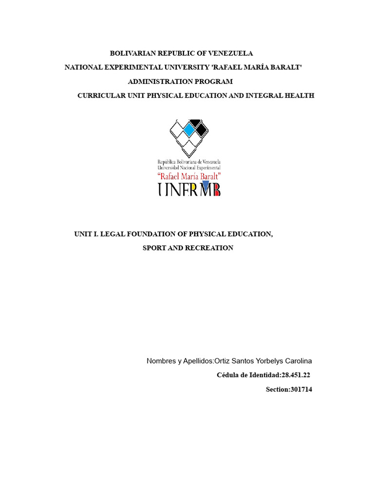 Unit 1 Legal Foundation of Physical Education, Sports, and Recreation ...