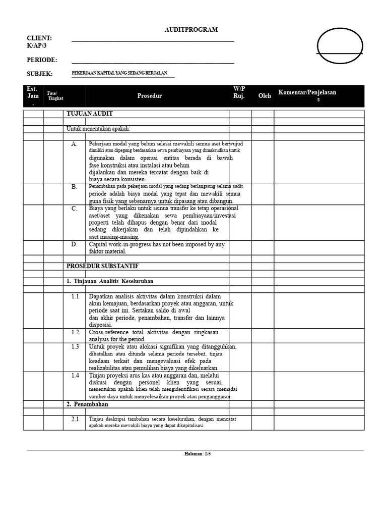 Audit Pekerjaan Modal Berjalan | PDF
