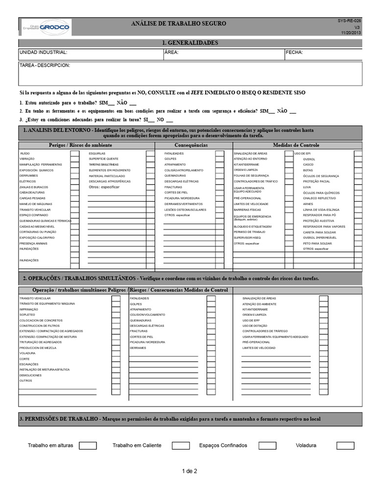 Análise de Trabalho Seguro e Riscos | PDF | Tráfego | Segurança