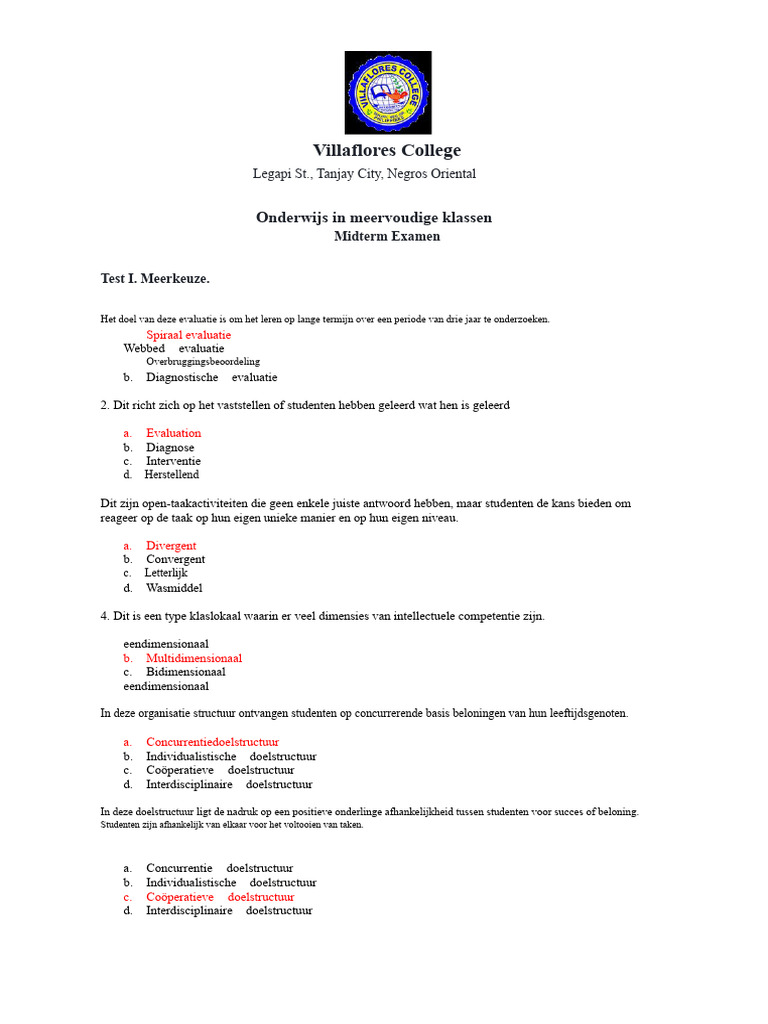 Tussentijdse Toets | PDF