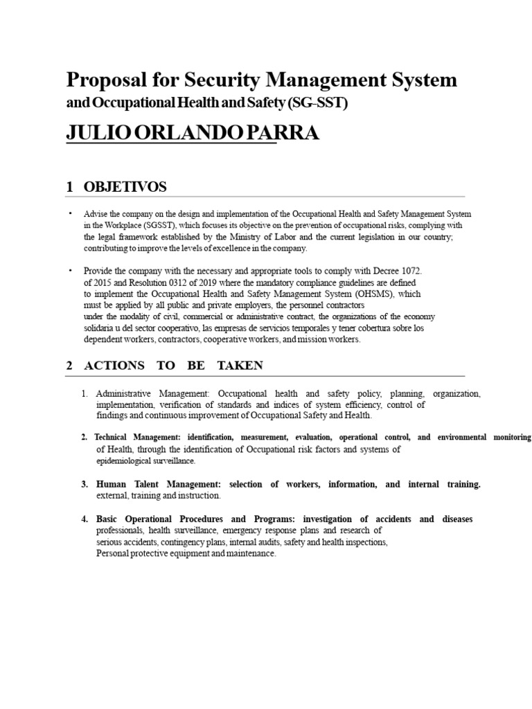 Security Management System Proposal | PDF | Occupational Safety And ...