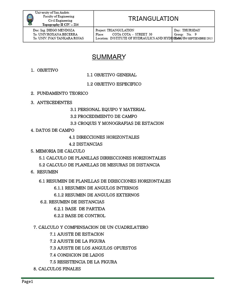 Triangulation Project 2 Pdf Triangle Surveying