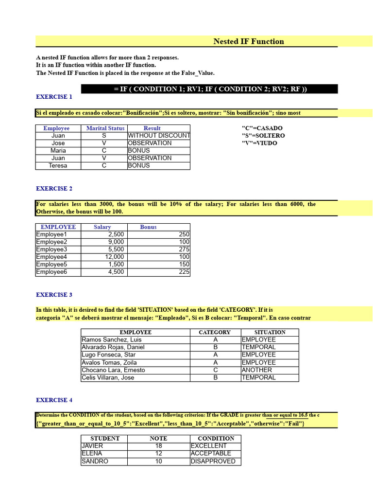 Workshop 1 Nested If Function | PDF