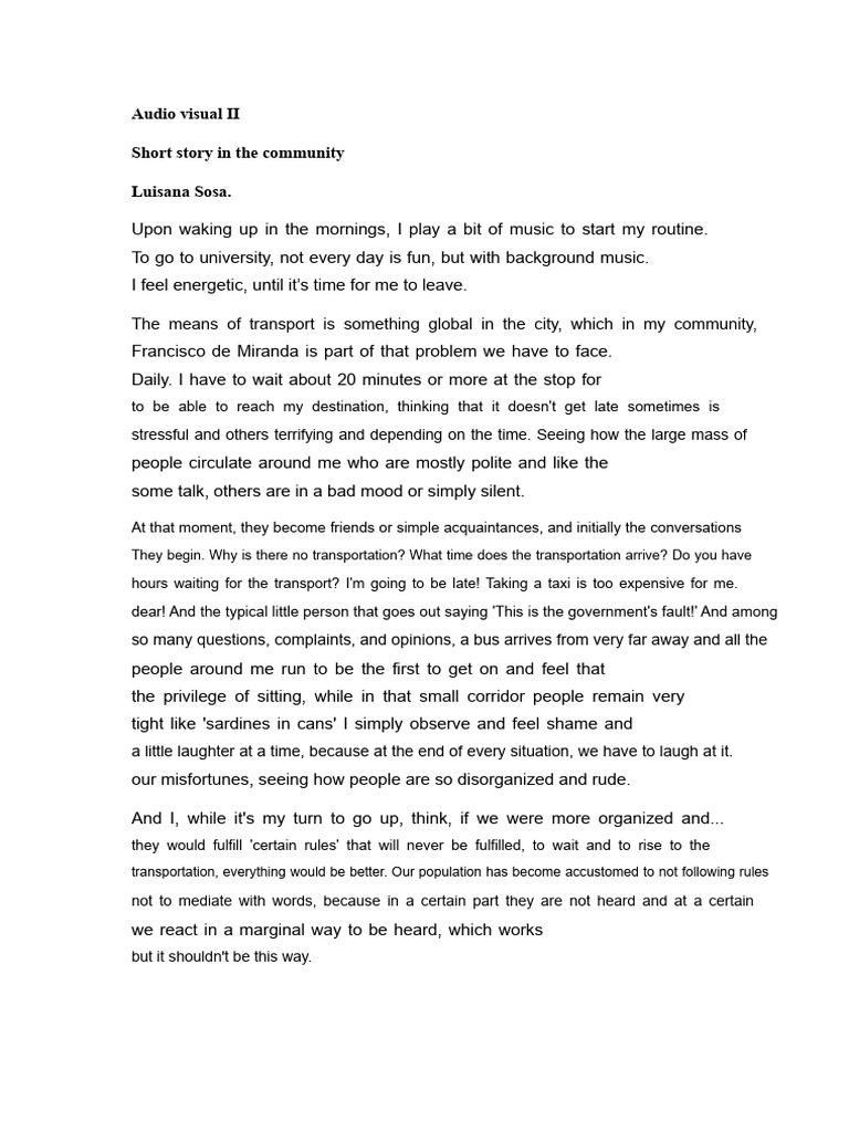 Short Story in The Community | PDF
