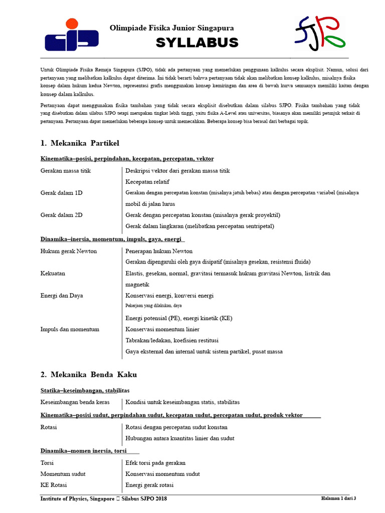 Silabus SJPO 2019 | PDF