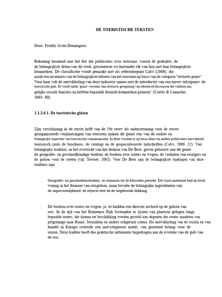 De Toeristisch Texten - Traditionele Genera | PDF
