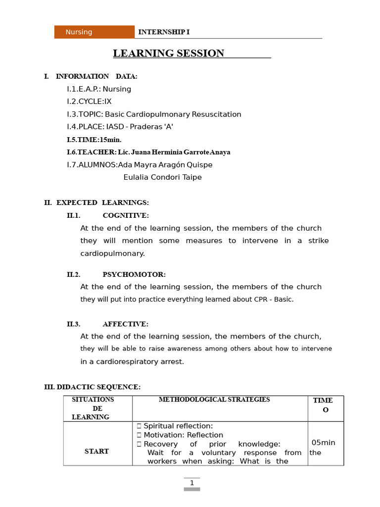 Basic CPR Training Session Guide | PDF | Cardiopulmonary Resuscitation ...