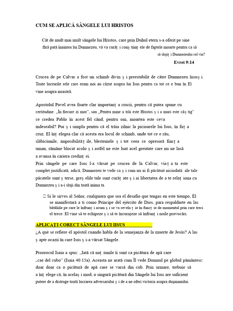 Cum Să Aplicați Sângea Lui Hristos | PDF