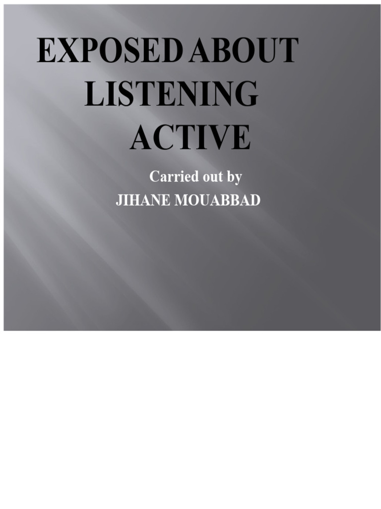 Presentation On Active Listening | PDF | Psychology | Cognitive Science