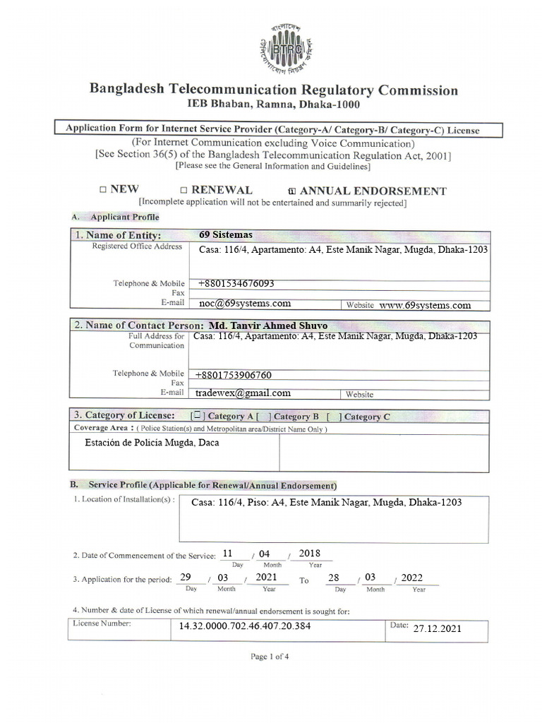 Formulario ISP - Cat - A - B - C | PDF