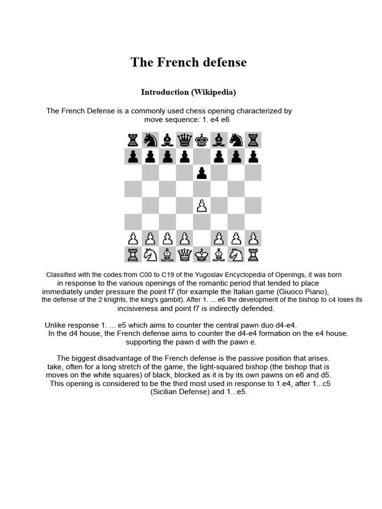 The French Defense | PDF | Chess Openings | Chess