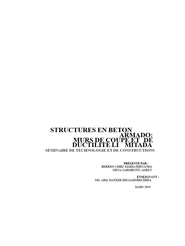 Structures en béton : murs de coupe et ductilité | PDF | Béton ...