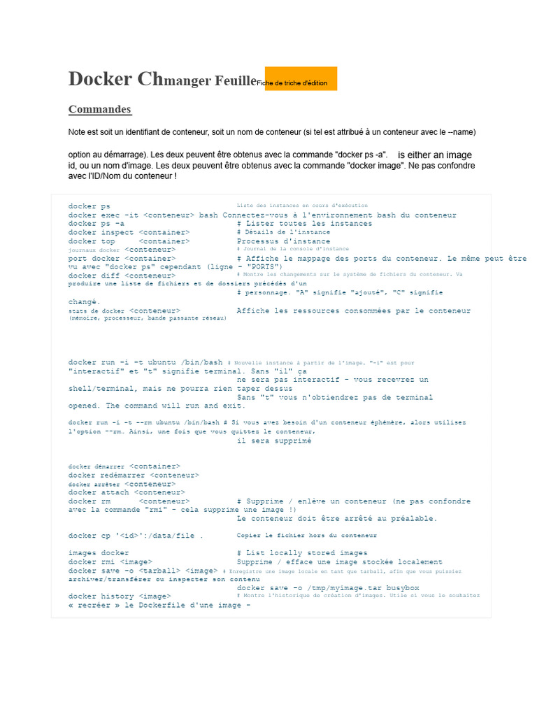 Commandes essentielles Docker et Dockerfile | PDF | Unix | Logiciel ...