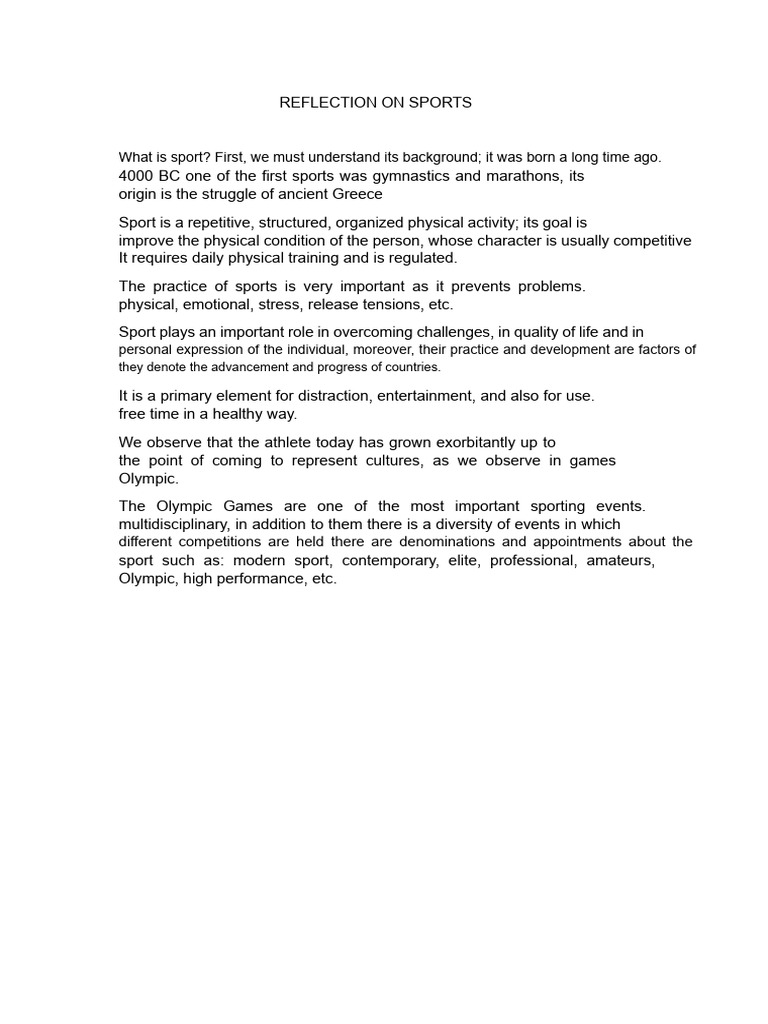 Reflection On Sports | PDF