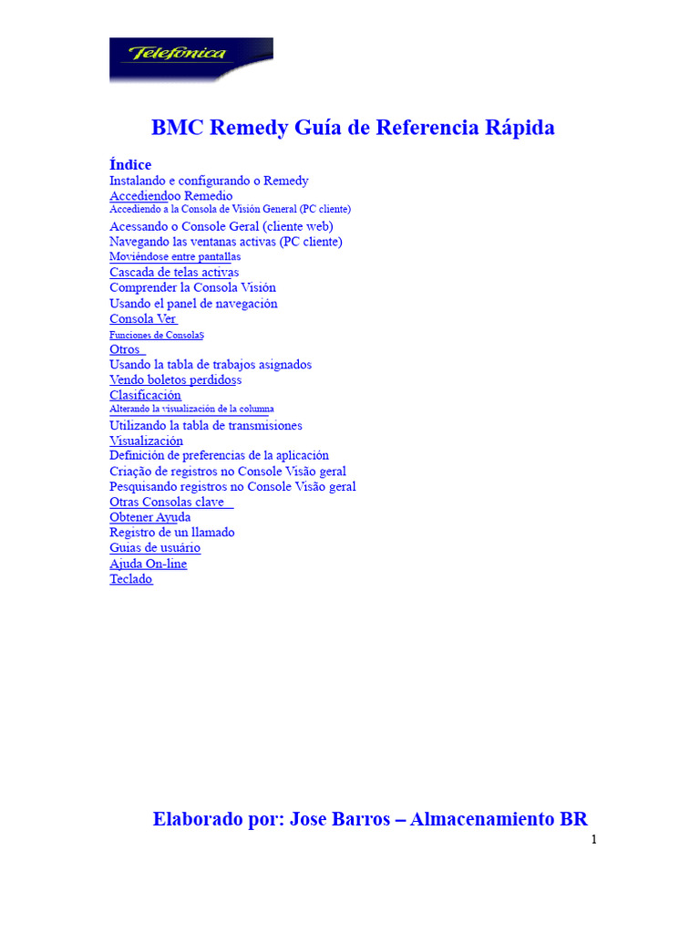 Guía Rápida de BMC Remedy para Usuarios | PDF | Ventana (informática ...
