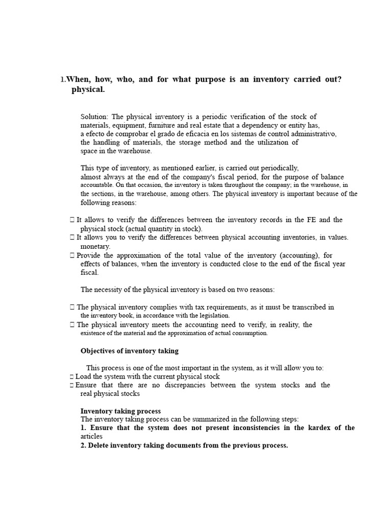 Physical Inventory | PDF | Inventory | Warehouse