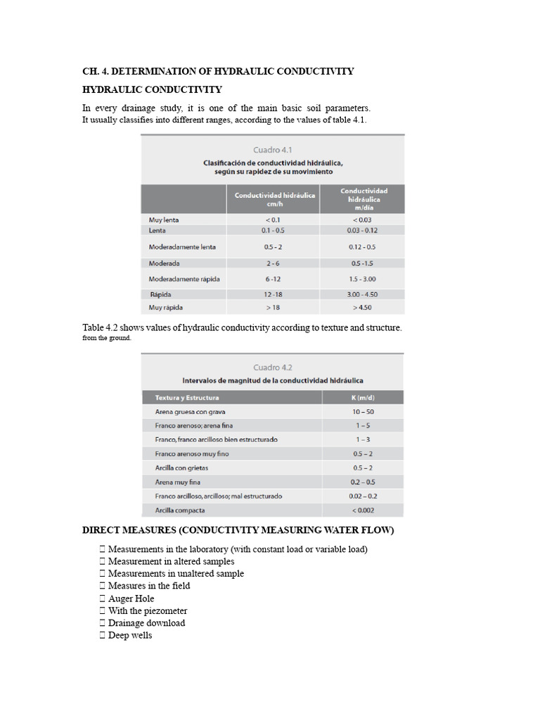 Hydraulic Conductivity Measurement Methods | PDF | Electrical ...