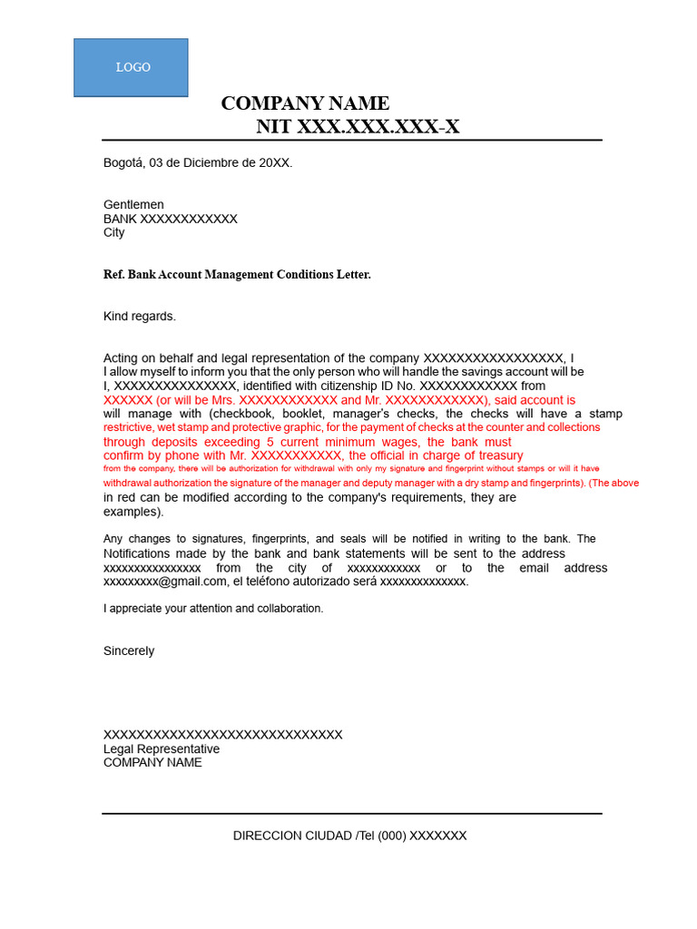 Bank Account Management Authorization Letter | PDF